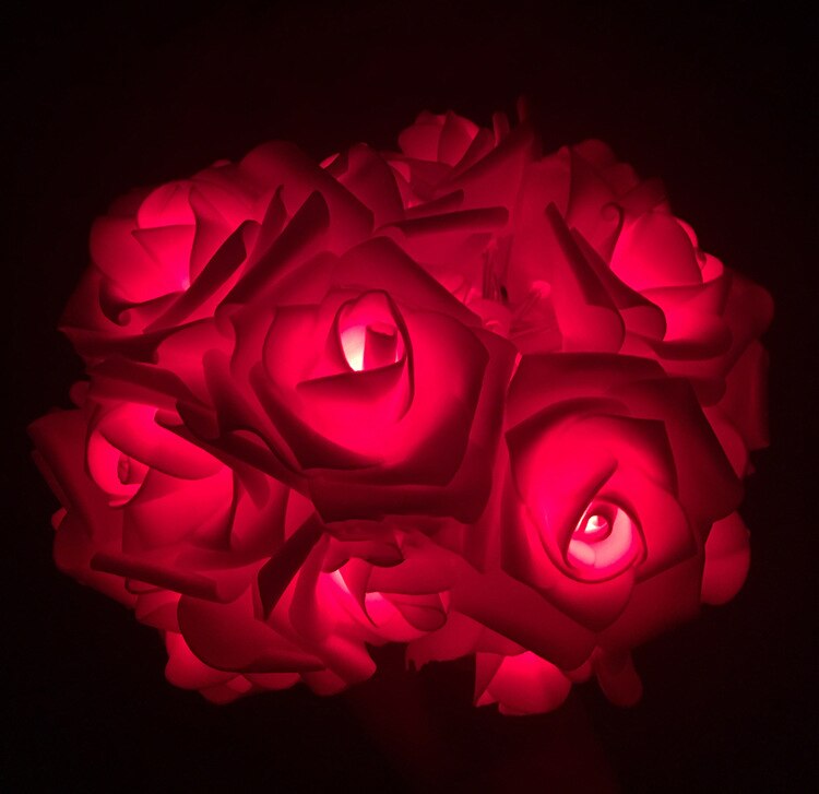 Streng lys førte rosenblomst flere farver 2m 20 led 65mm jul valentinsdag bryllupsdekoration: Rød