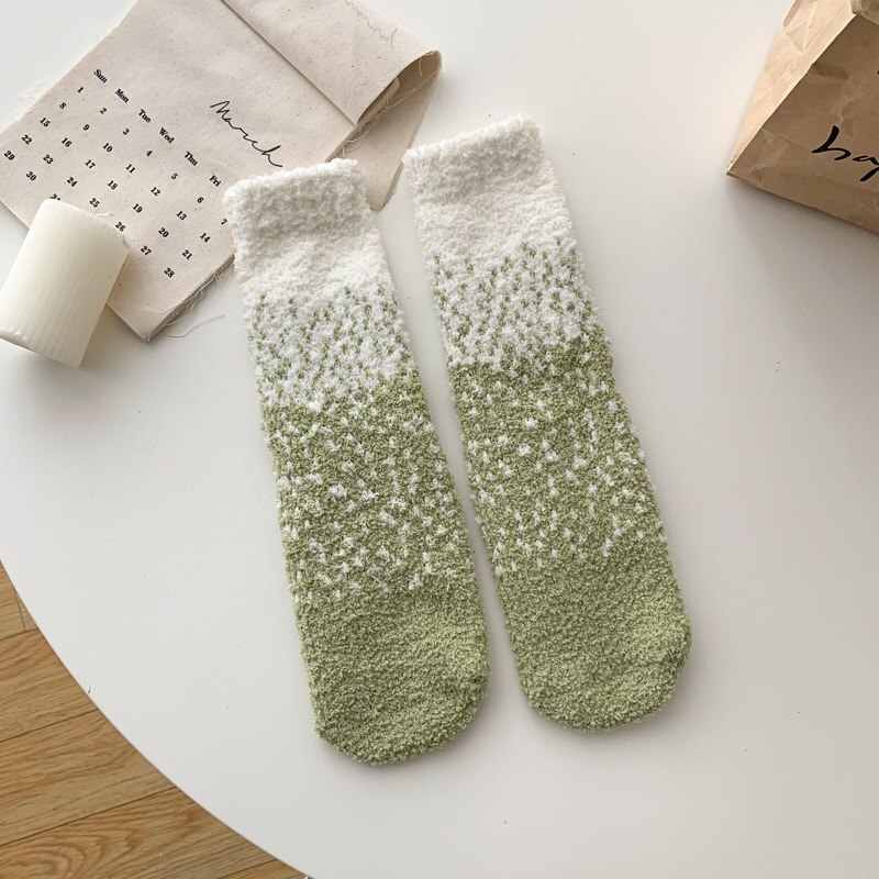 Winter Colored Starry Fleece Mid-Tube Socks Women Soft Warm Lamb Wool Thick Simple Versatile Socks Home Floor Sleeping Socks: 7