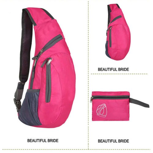 Bolso de mano deportivo de nailon para mujer, bolsa cruzada de pecho, informal, portátil, para viajes al aire libre, Unisex,: Rose Red
