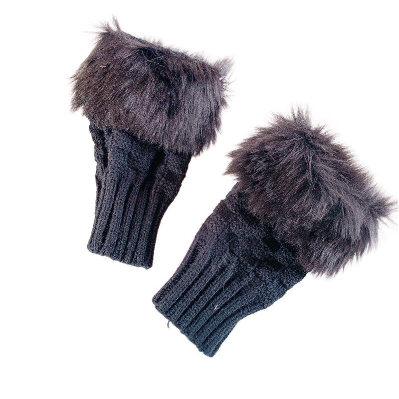KOSAHIKI – chauffe-bras en fausse fourrure pour femme, accessoires Kawaii, doux et élastique, idéal pour l&#39;hiver, idéal pour les poignets, T2k: Black