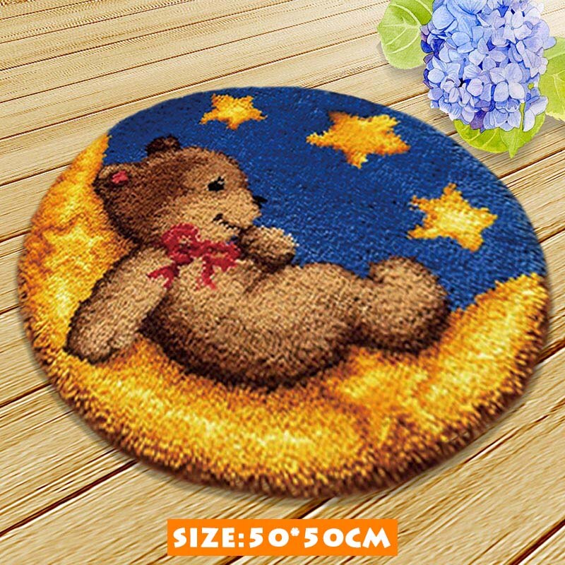 Bear Latch Hook Kits Diy Cushion Animals Klink Haak Kleed Bloemen Button Needlework Mat Kit Almofadas Klink Haak Kussen Bloem 3D: ZD002