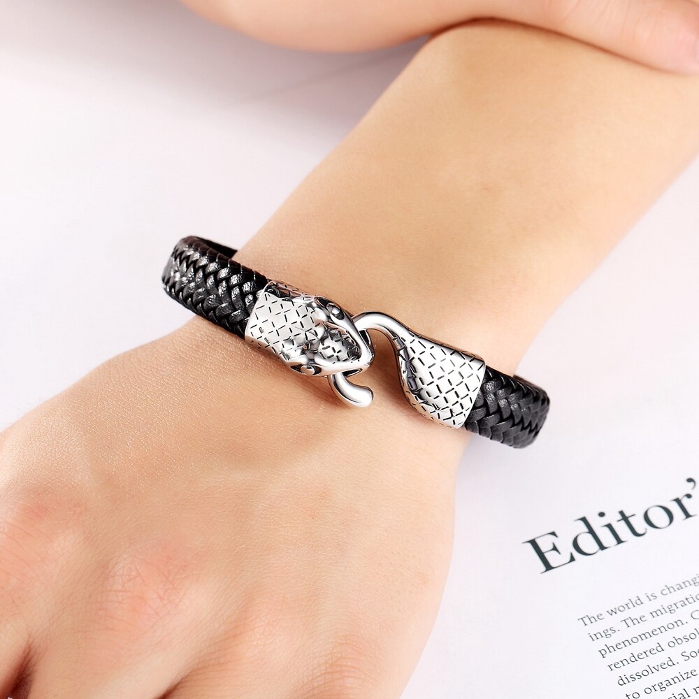 TYO Multi-layers Handmade Braided Leather Bracelet &amp; Bangle For Men Stainless Steel Charm Bangles