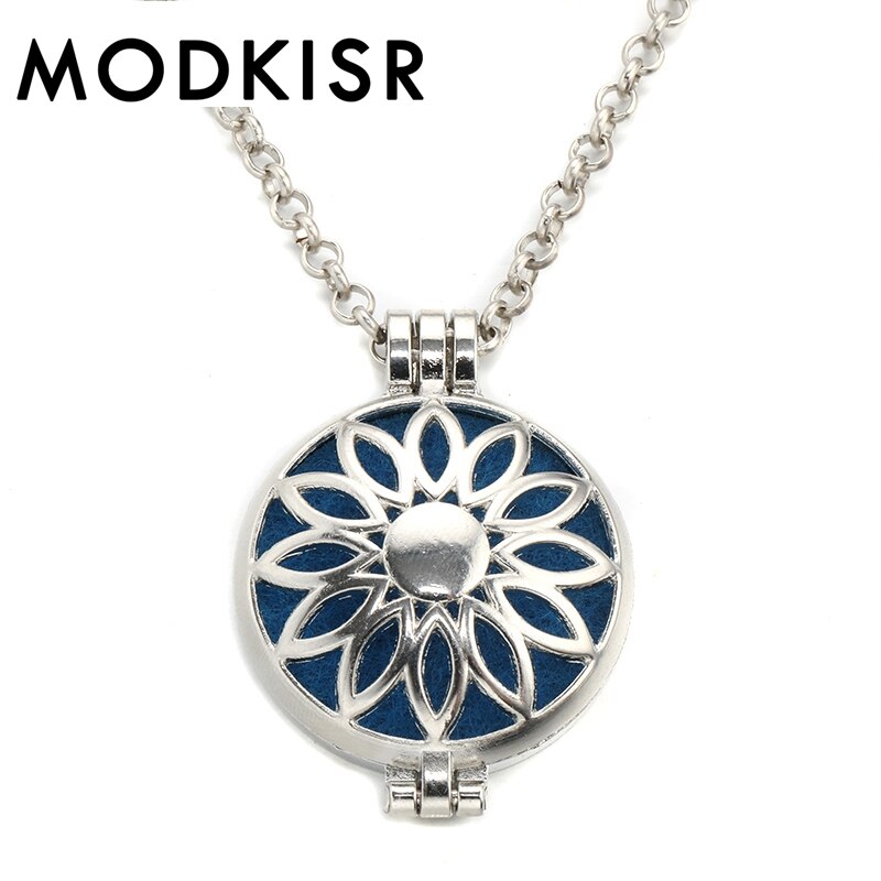 MODKISR Commercio All'ingrosso di Alta Qualità 30 millimetri Fiore Del Sole Elegante Squisito Diverse Olio Essenziale di Diffusione Della Collana Aroma Del Pendente Del Locket