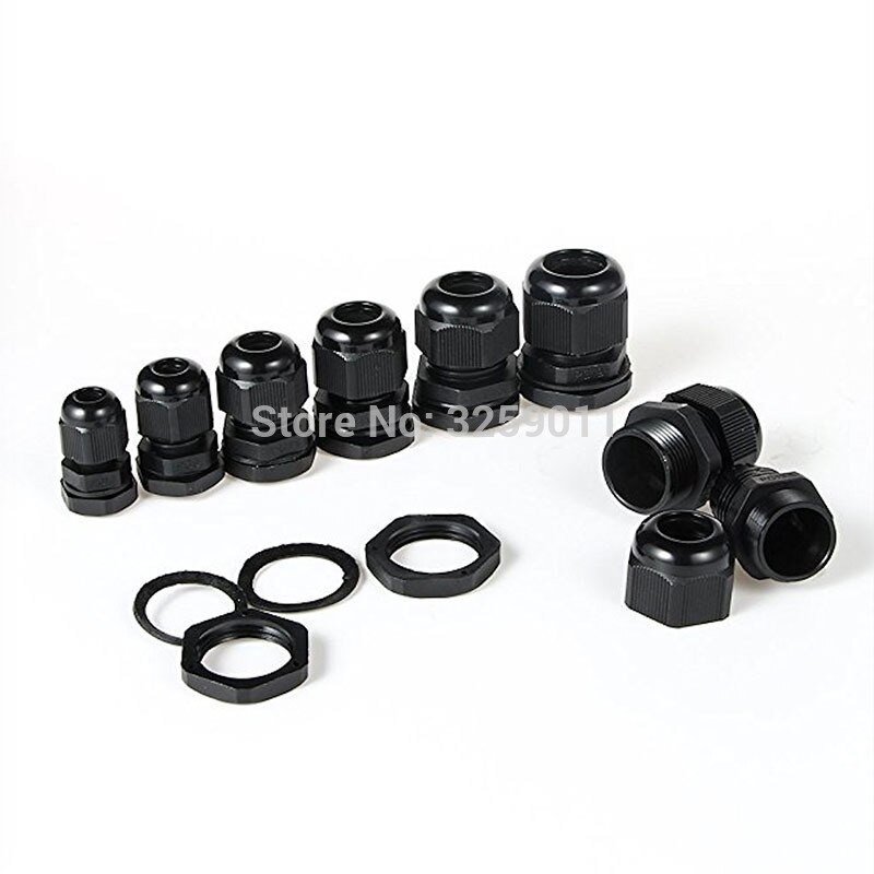 24PCS Cable Gland Nylon Plastic Waterproof Adjustable Cable Connectors Cable Gland Joints With Gaskets PG7 PG9 PG11 PG16 PG13.5