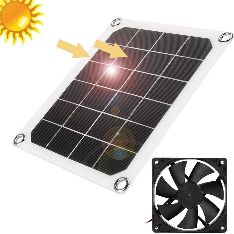 Solar- Tafel Auspuff Fan, 5V10W Wasserdichte Solar- Auspuff Fan, Tragbarer Ventilator für RVs, GewächshäNutzer, Haustier HäNutzer