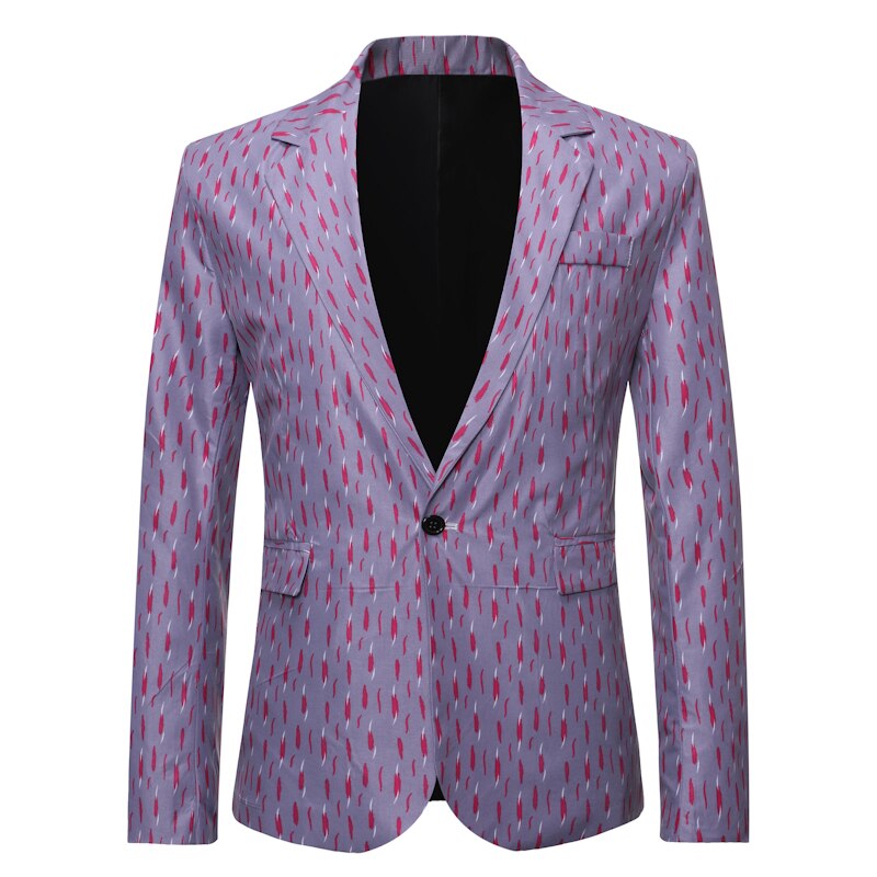 Blazer hombre mænd blomstret print blazer jakkesæt slim fit party single botton mandlig blazer og jakkesæt jakke overtøj frakke: Grå / S