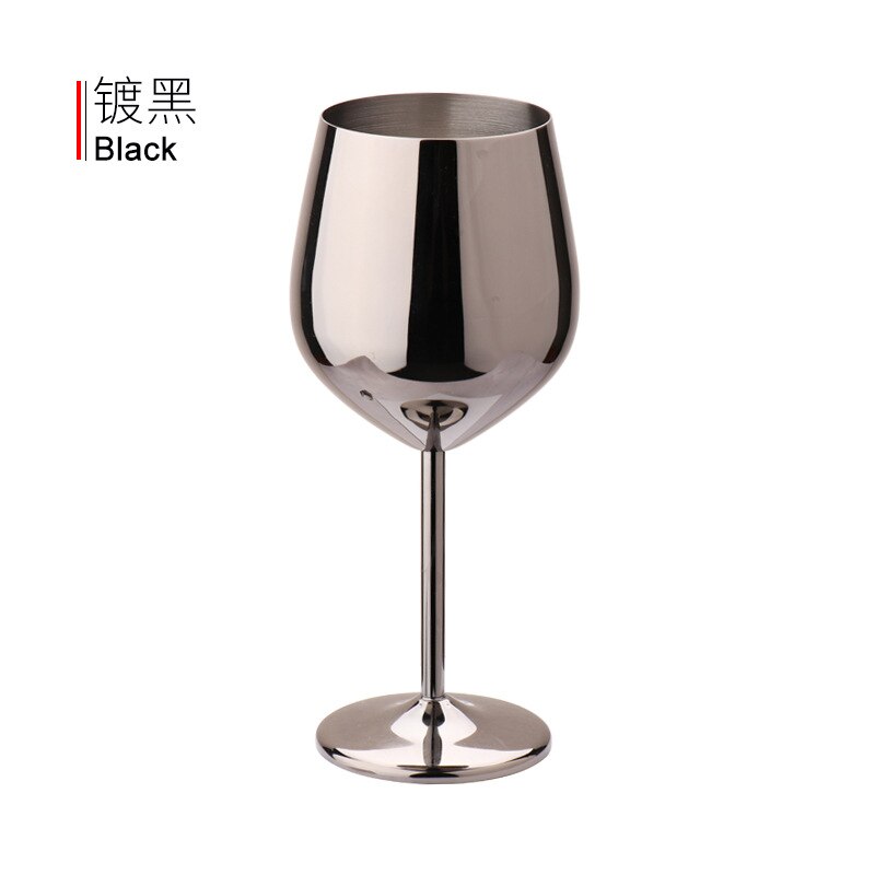 Copa de una sola capa de acero inoxidable 500 de capacidad, copa de vino tinto, gran capacidad, copa de metal de 304 ml: black