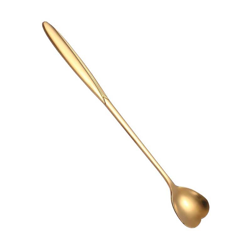 Acier inoxydable cerisier fleur cuillère créativité pétale longue poignée vaisselle mélange café crème glacée cuillères à café Gadgets de cuisine: golden heart