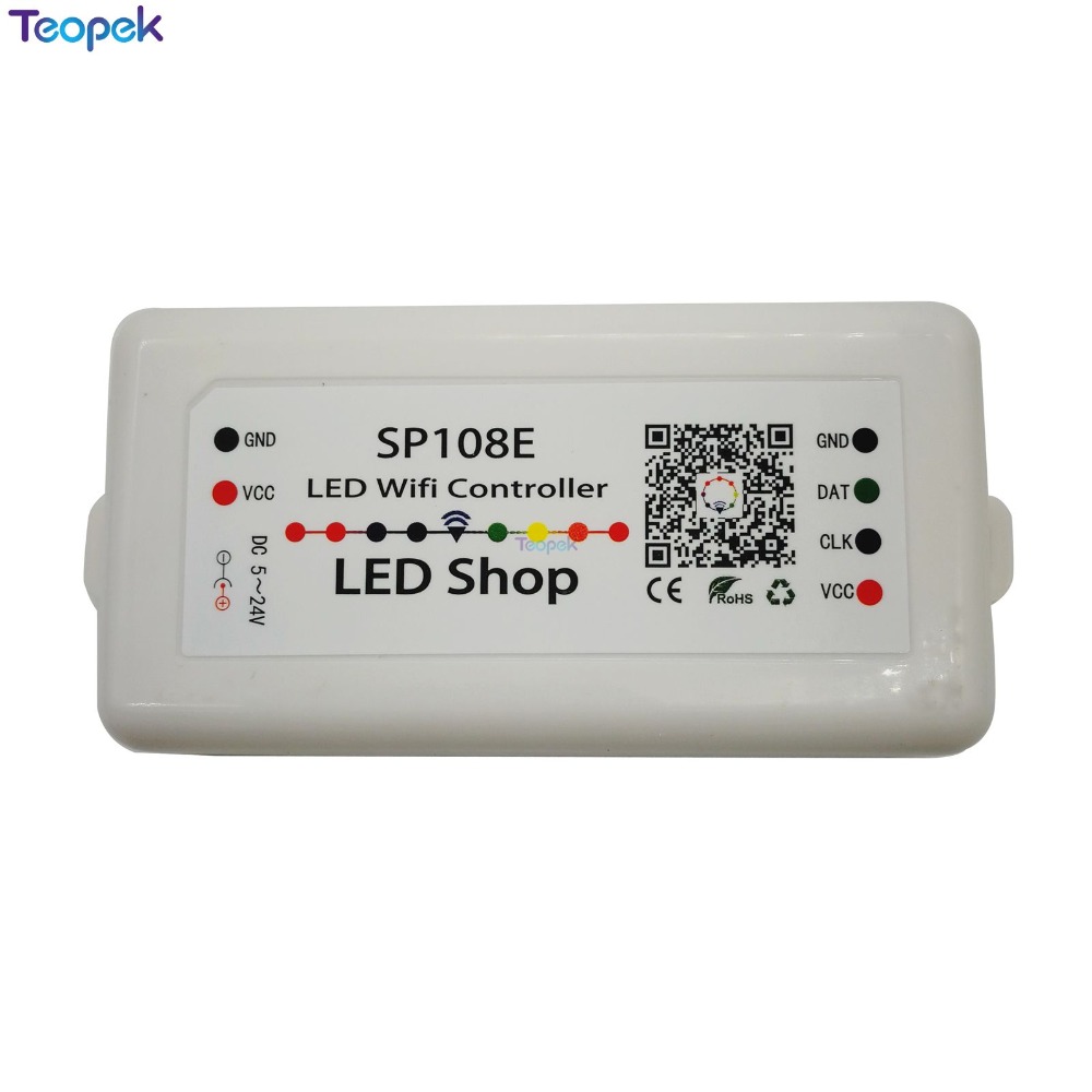 SP107E SPI Led Muziek Controller Bluetooth Voor WS2812B WS2811 SK6812 UCS1903 LPD6803 WS2801 Led Pixel Strip Licht DC5-24V: SP108E Wifi