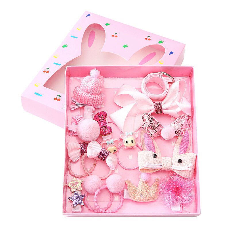 18 stks/doos Kinderen Leuke Haaraccessoires Set Baby Stof Boog Bloem Haarspelden Haarspeldjes Haar clips Meisjes Hoofdtooi Leuke