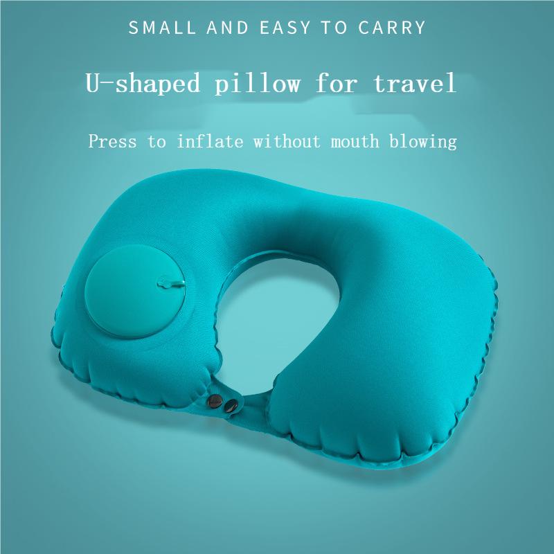 U-vorm Reiskussen Automatische Lucht Opblaasbare Vliegtuig Auto Kussens Ring Kussen Vouwen Druk Type Bed Kussens Hals Kussen
