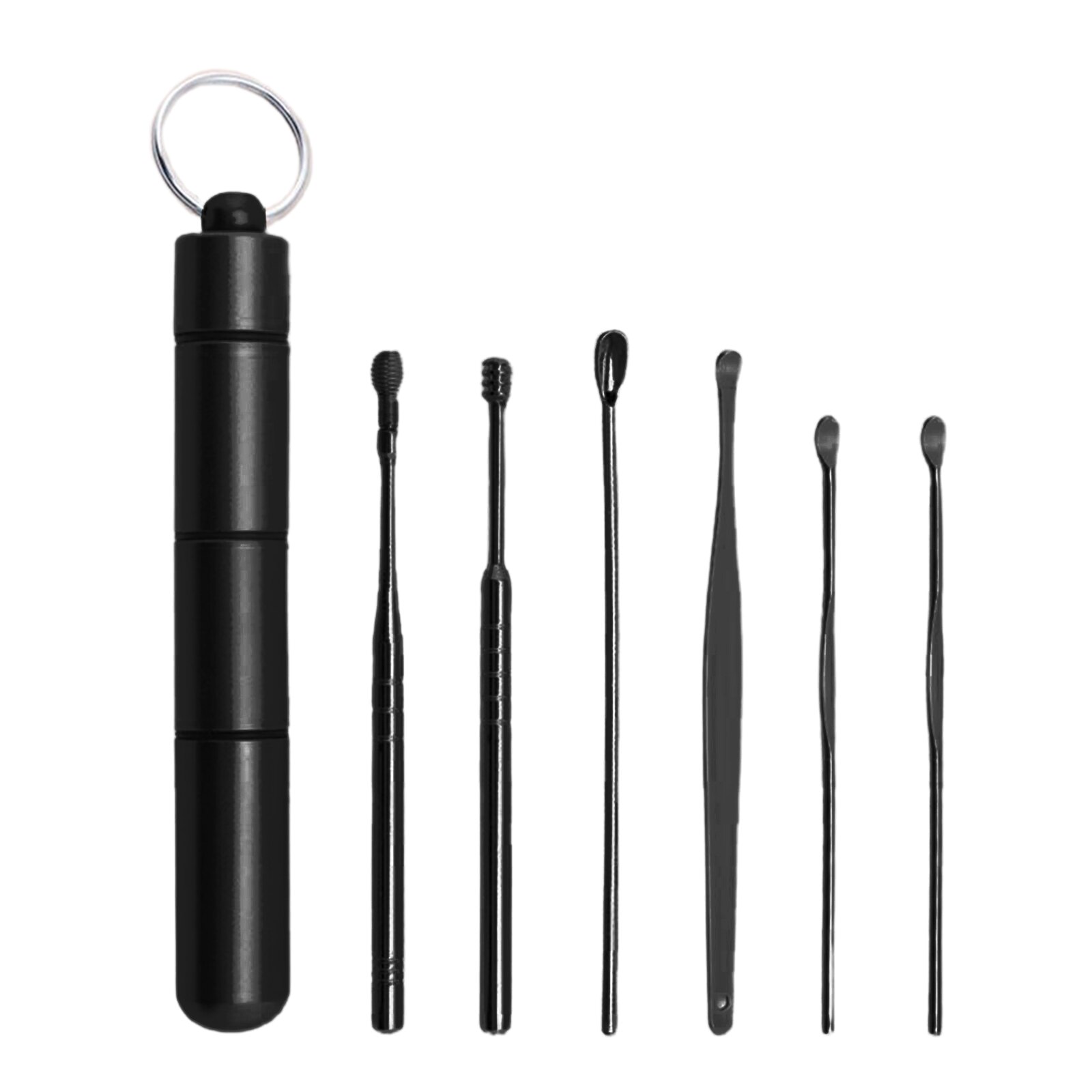 6 Stuks Oor Pick Oorsmeer Verwijderen Kit Oor Schoonmaken Tool Sets: Black