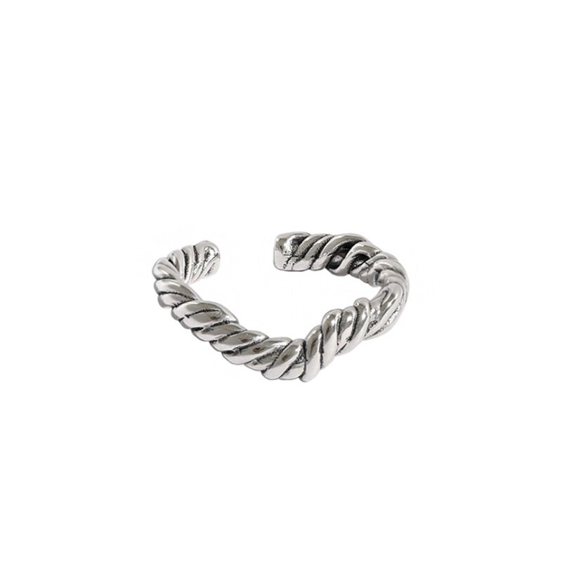 F.i.n.s Koreaanse Pure 100% 925 Sterling Zilveren Ring Retro Vintage Onregelmatige Wave Twist Vinger Ringen Voor Vrouwen Zilveren Ring 925