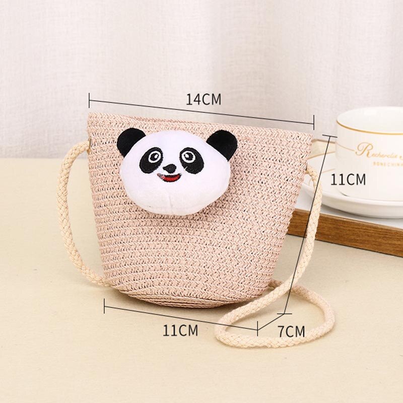 10 Kleuren Kinderen Meisjes Schoudertas Leuke Panda Stro Messenger Bag Kids Sleutels Portemonnee Schattige Prinses Mini Handtas