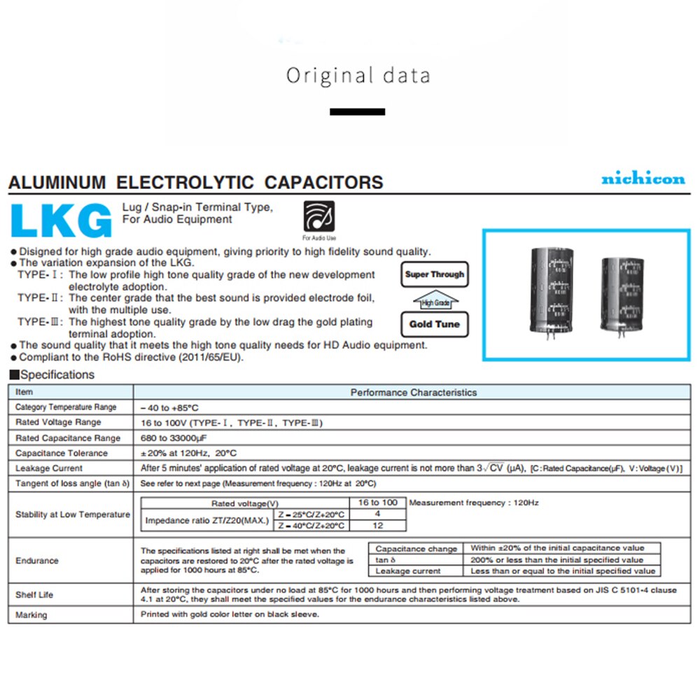 2 pezzi 6800UF 50V Nichicon KG tipo II 35x40mm passo 10mm 50V/6800UF condensatori Audio condensatore elettrolitico piedini in lega