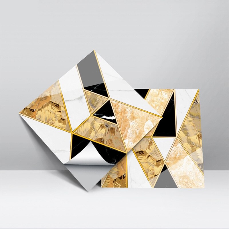 Kitchen Wall Sticker Set Waterproof and Oil-proof Geometric Figure Wall Decoration Wallpaper Light Moisture-proof PVC Texture