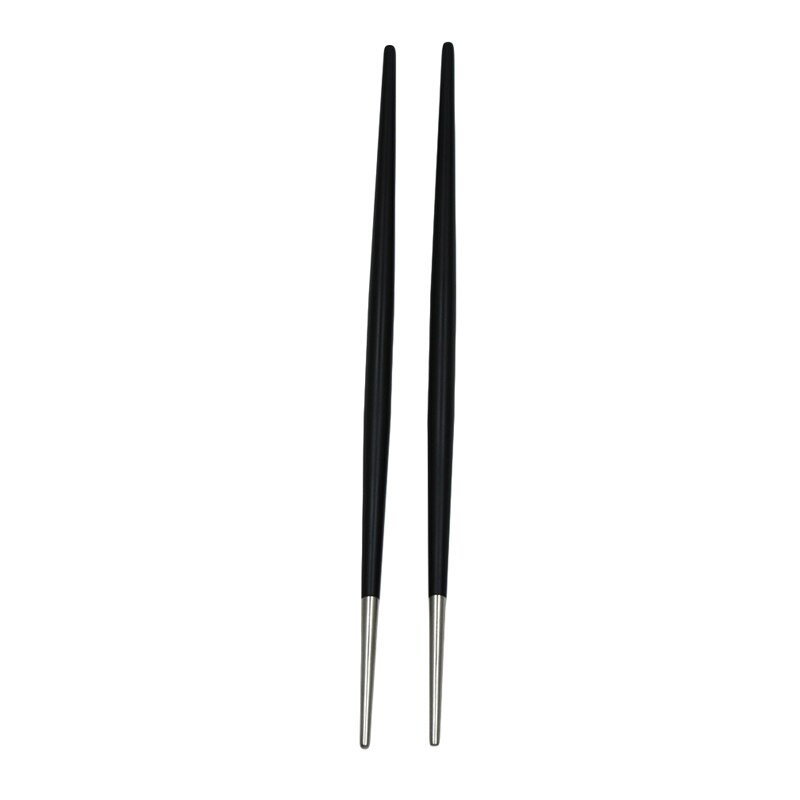 1 par sushi runda ätpinnar rostfritt stål porslin färgstark längd 22cm återanvändbara ätpinnar halkfria matpinnar sushi hashi: Svart silver