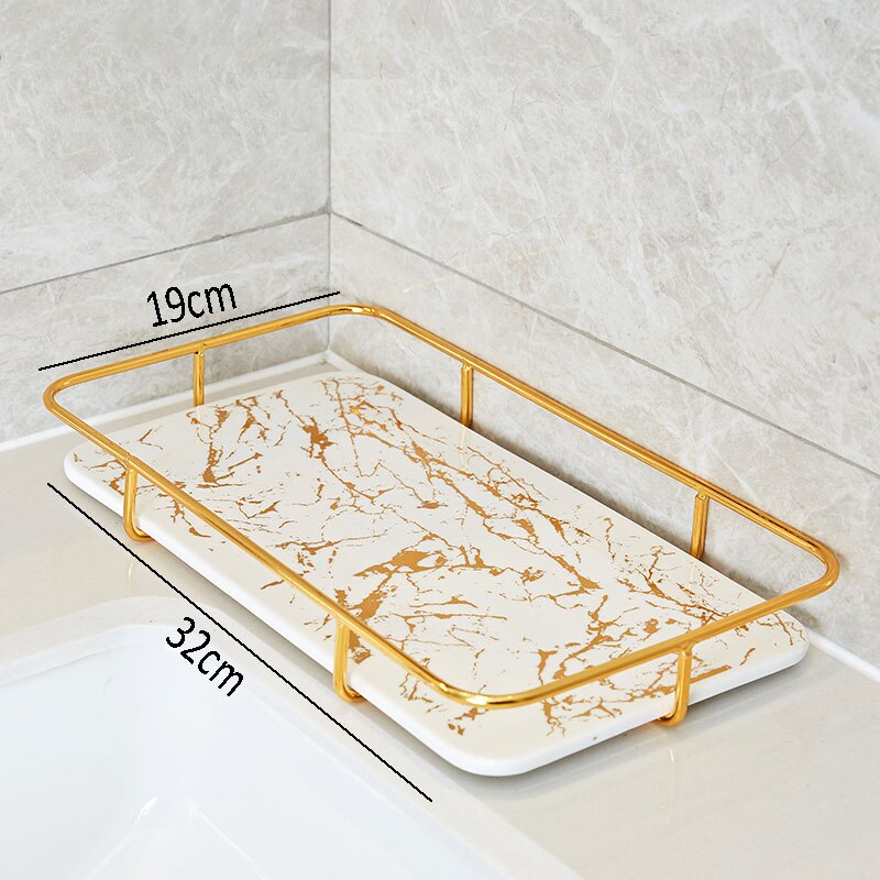 Ceramic Storage Trays Rectangular Marble Texture D... – Vicedeal