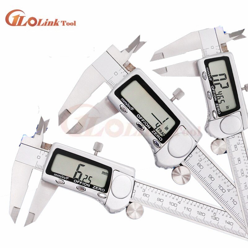 Stainless steel calipers 0-150mm steel digital Metric/Inch/Fraction vernier caliper electronic micrometer measuring gauging tool