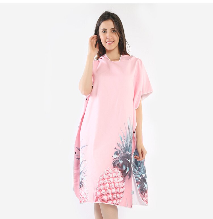 Hermosa toalla con capucha Floral para actividades al aire libre Toalla de playa de tela de microfibra, toallas estampadas de señora/natación, capa de buceo: 5