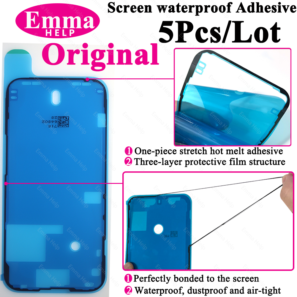 5 uds pegatina impermeable para iPhone 13 12 11 Pro Max 14Plus 3M adhesivo marco de pantalla LCD sello reparación adhesivo accesorios para iphone