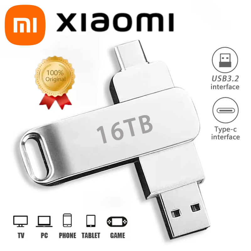 Xiaomi 16TB Flash Drive Usb 3.2 Super High Speed Metal Transfer U Disk Pen Drive Wodoodporny dysk typu C SSD USB Drive Disk