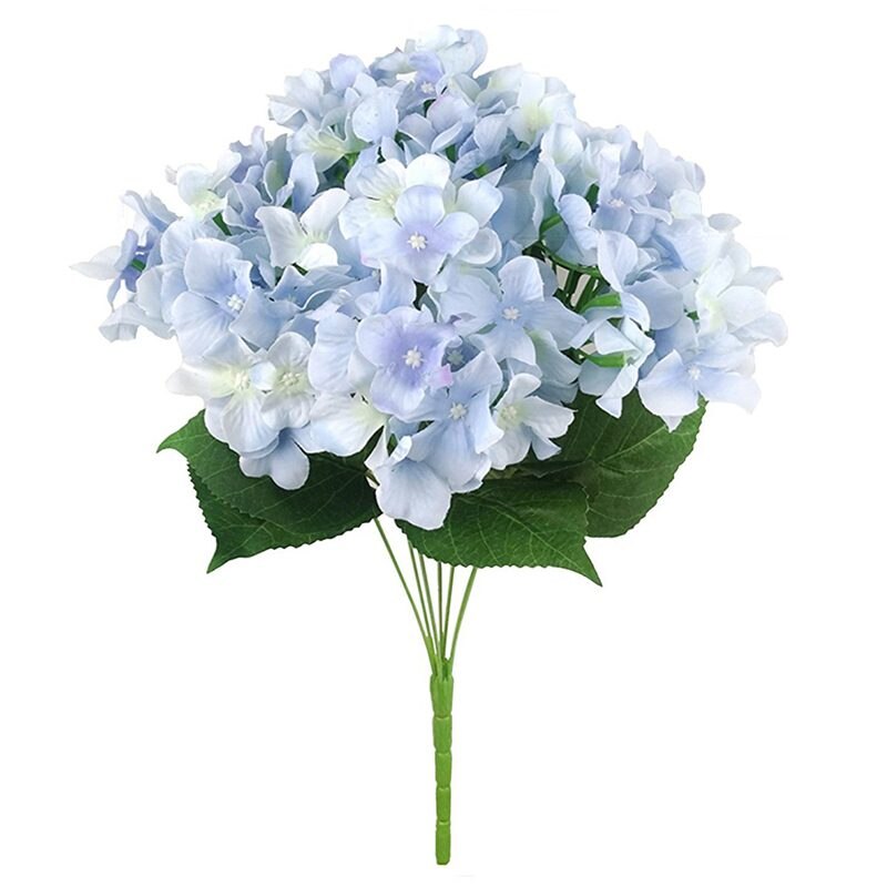 Kunstige blomster silke 7 store hoved hortensia buket til bryllup, værelse, hjem, hotel, fest dekoration og