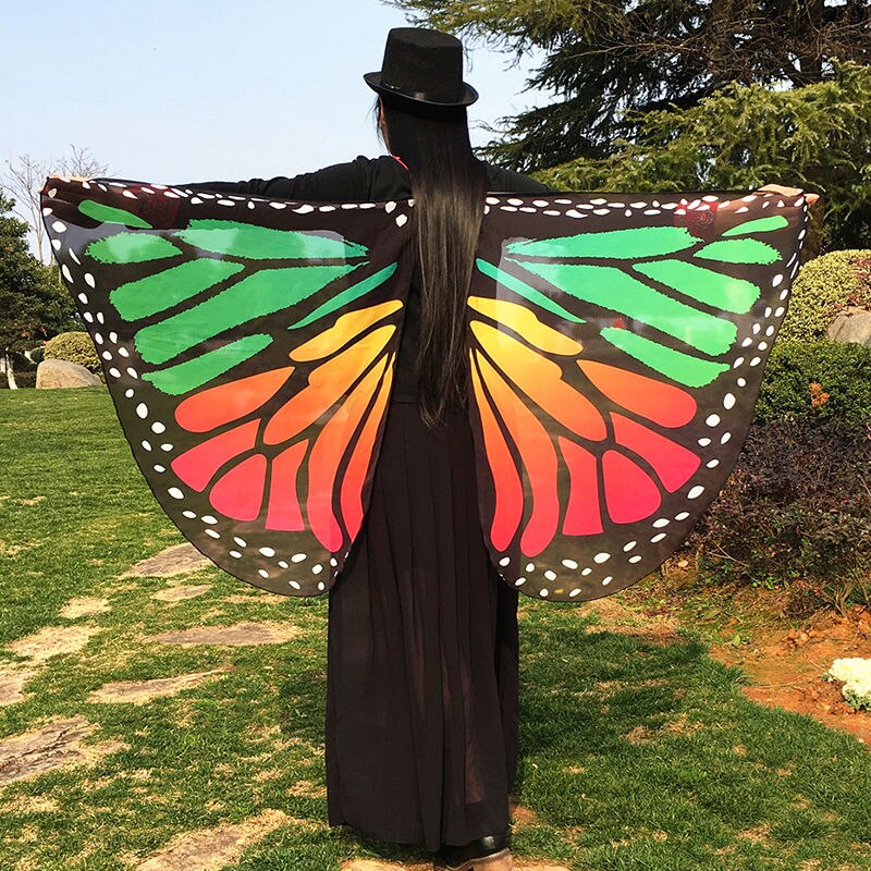 Alas de mariposa de tela suave de varios estilos para mujer, vestido de hadas, envoltura de playa, accesorio de disfraz: B