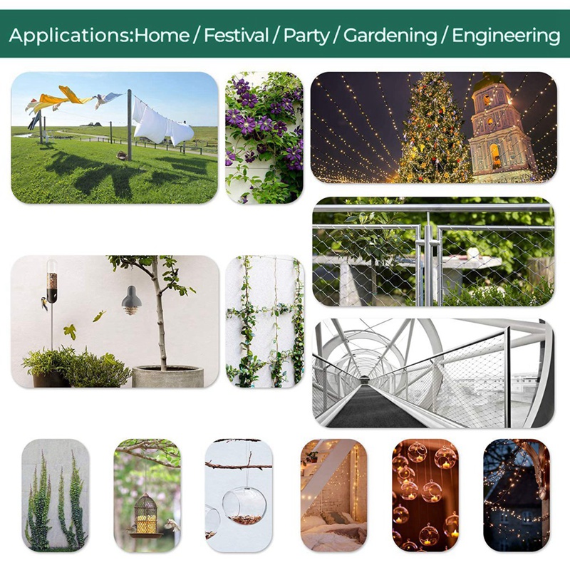 1/16 Wire Rope Kit, Wire Cable, Coated Aircraft Cable, 7X7 Stranded Core Outdoor Light String Suspension Kit