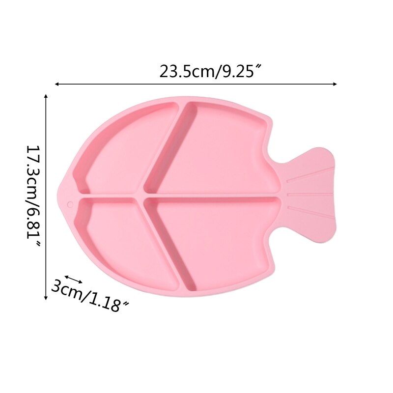 Baby Silicone Fish Tortoise Rabbite Shape Divided Suction Silicone Plate Bowl Suction Tray Antislip Kids Food Feeding Bowl