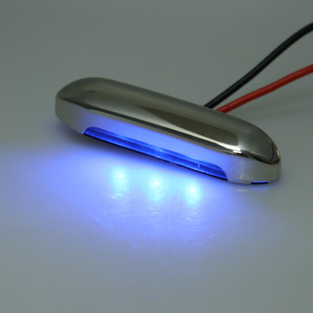 12V Oblong RV bateau bleu LED cour étape escalier lumière en acier inoxydable clair lentille courtoisie plancher vers le bas paysage jardin chemin lumière