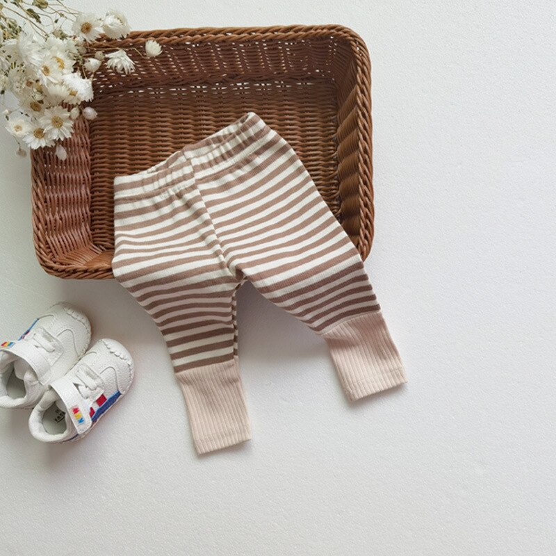 Legging à rayures en coton pour bébé fille et garçon, pantalon à rayures, vêtements pour nourrissons, automne