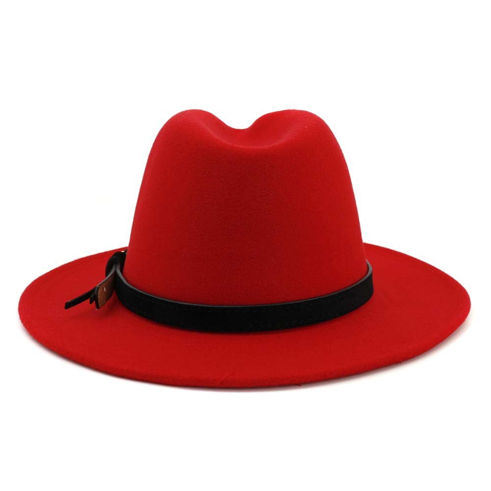 Vintage sommar bred brätte fedorahatt kvinnor lädersnöre imitation ylle jazzhatt keps chapeau för resor