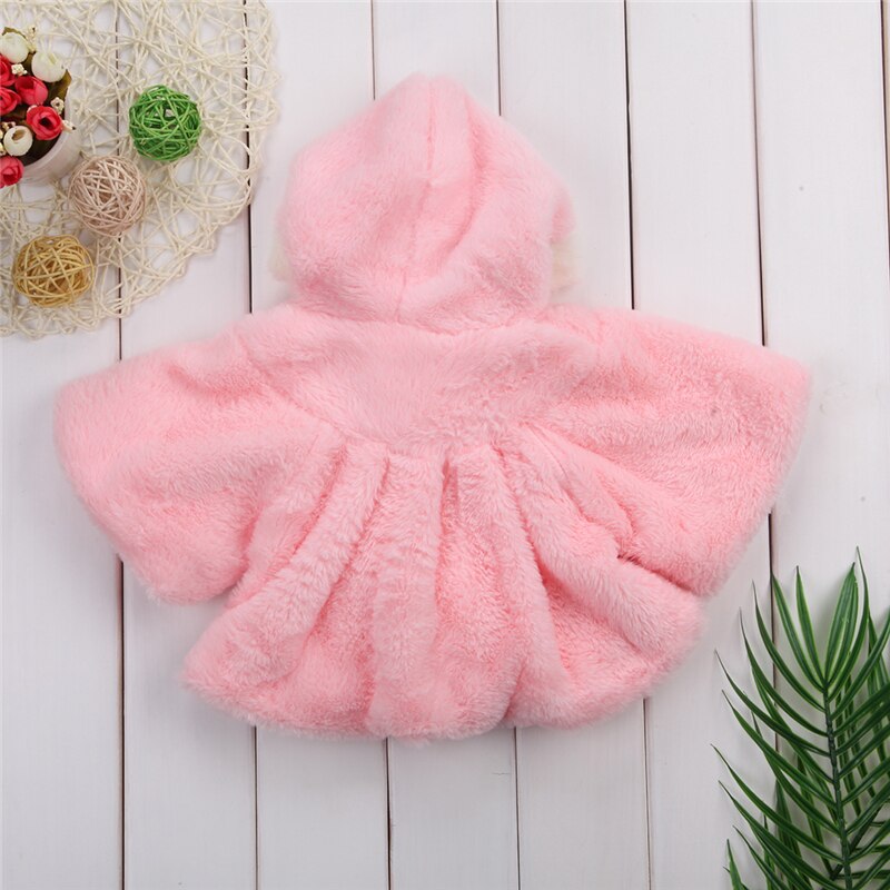 Cute Baby Toddler Girl Warm Fleece Winter 3D Ear Hooded Coat Snowsuits Jacket Cloak Clothes for Girls