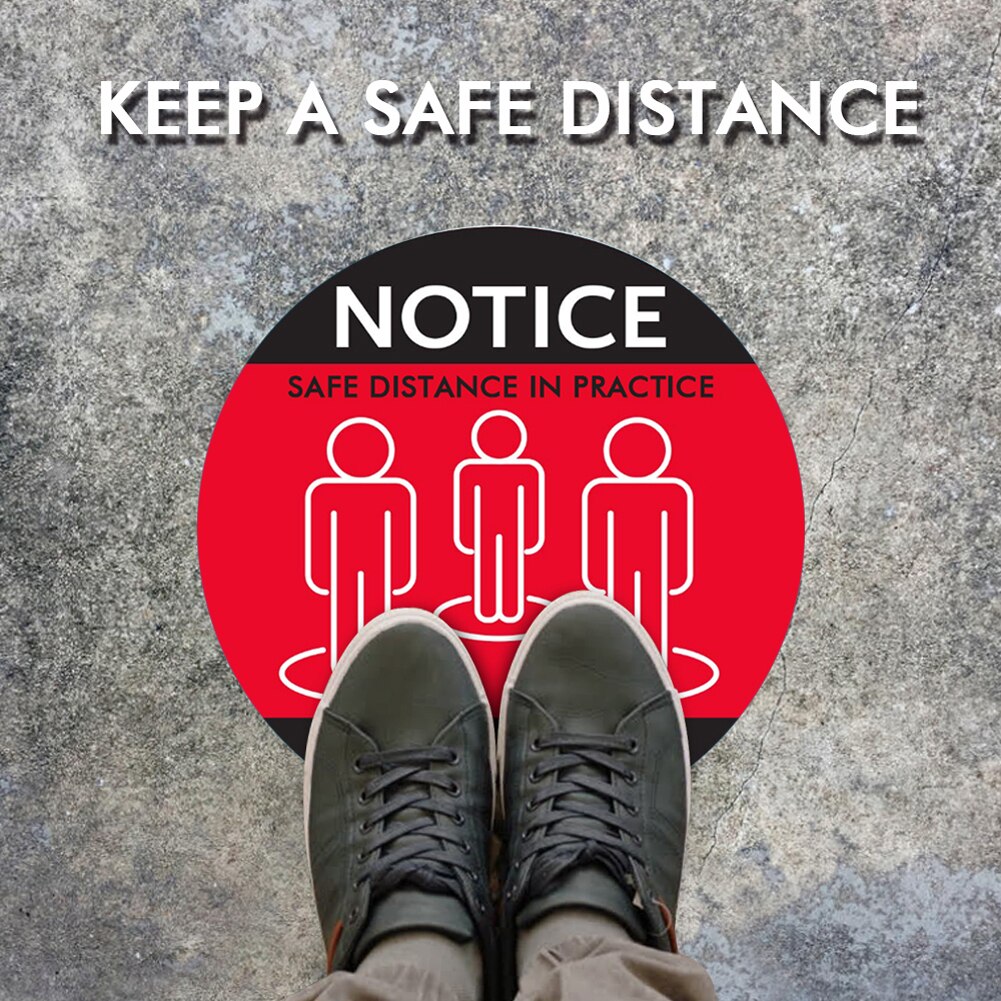 Calcomanías de suelo de separación Social, cartel marcador de señal de suelo de seguridad, mantener la distancia de 6 pies antideslizante, ronda de grado comercial 11