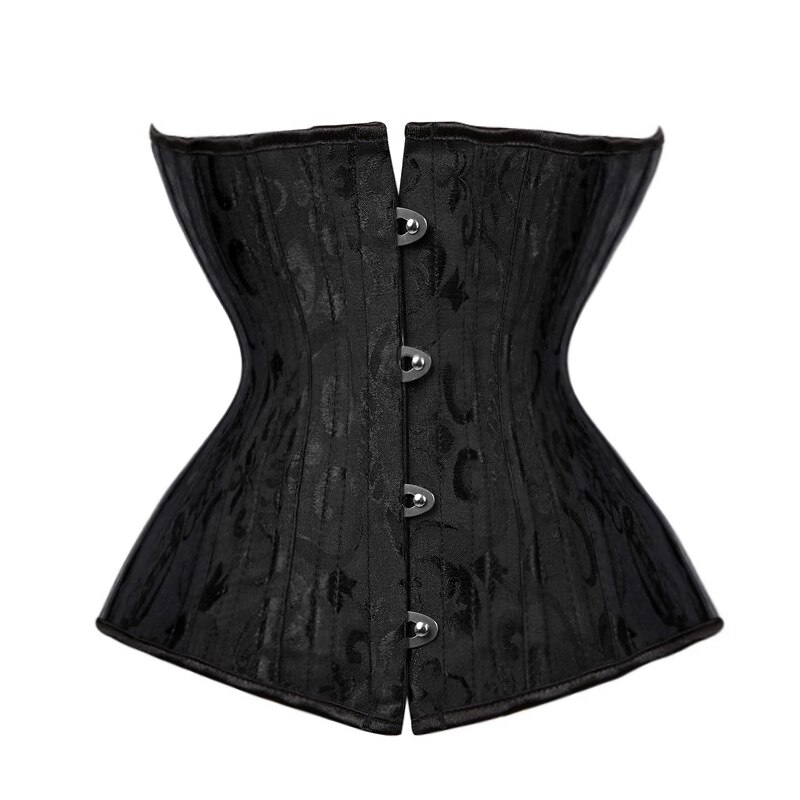 Short Underbust Corset Waist Trainer Gothic Steampunk Bustier CorsetWorkout Body Shaper 24 Steel Boned Lace Up Slimming Belt: S