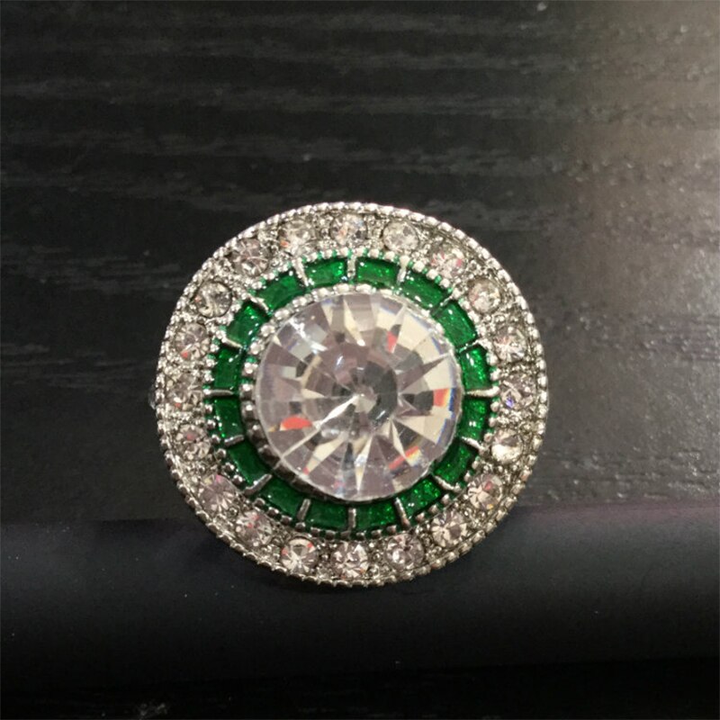 Luksus stor rund krystalring med 925 sølvmateriale trendy 3 cirkel champagne / grøn / hvid zirkon anillos til kvinder bedst