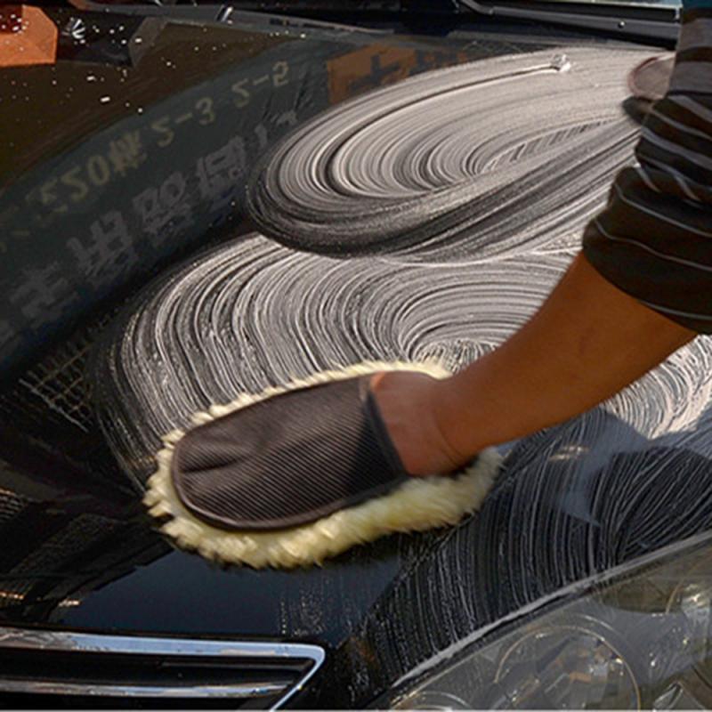 Car Styling Wool Soft Car Washing Gloves Cleaning Brush Motorcycle Washer Care: Yellow