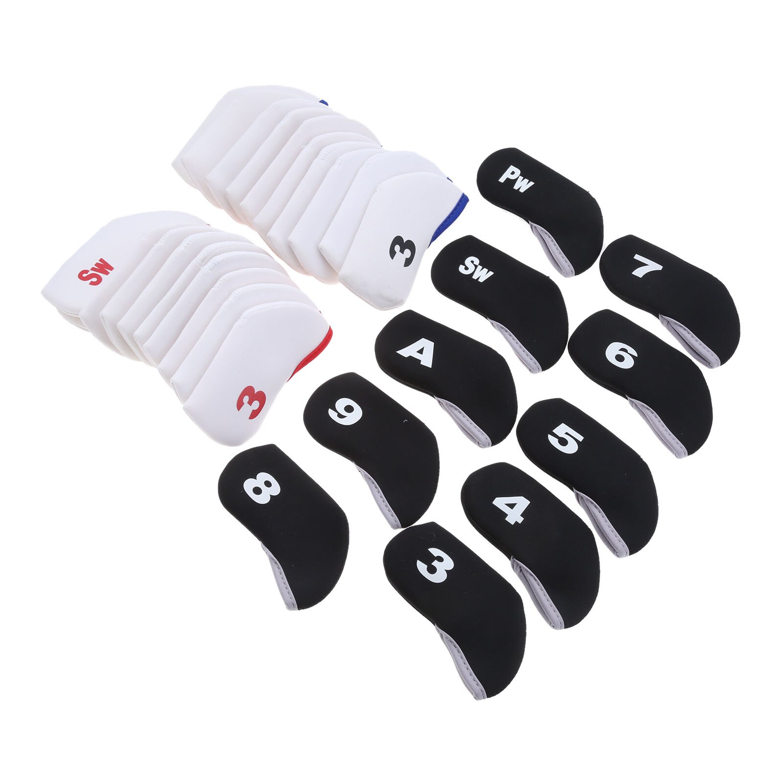 10pcs Golf Club copricapo in ferro proteggi Set Neoprene Golf proteggi copricapo stampa fronte-retro per cunei in ferro da Golf