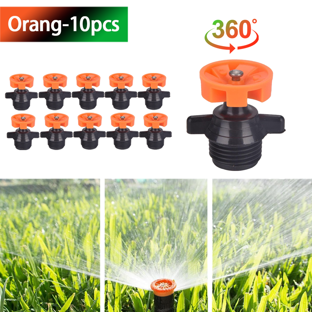 360 Degree Automatic Rotating Sprinkler Heads, Garden Lawn Irrigation 1/2"（4-point flywheel） Male Thread Rotating Nozzle: Red