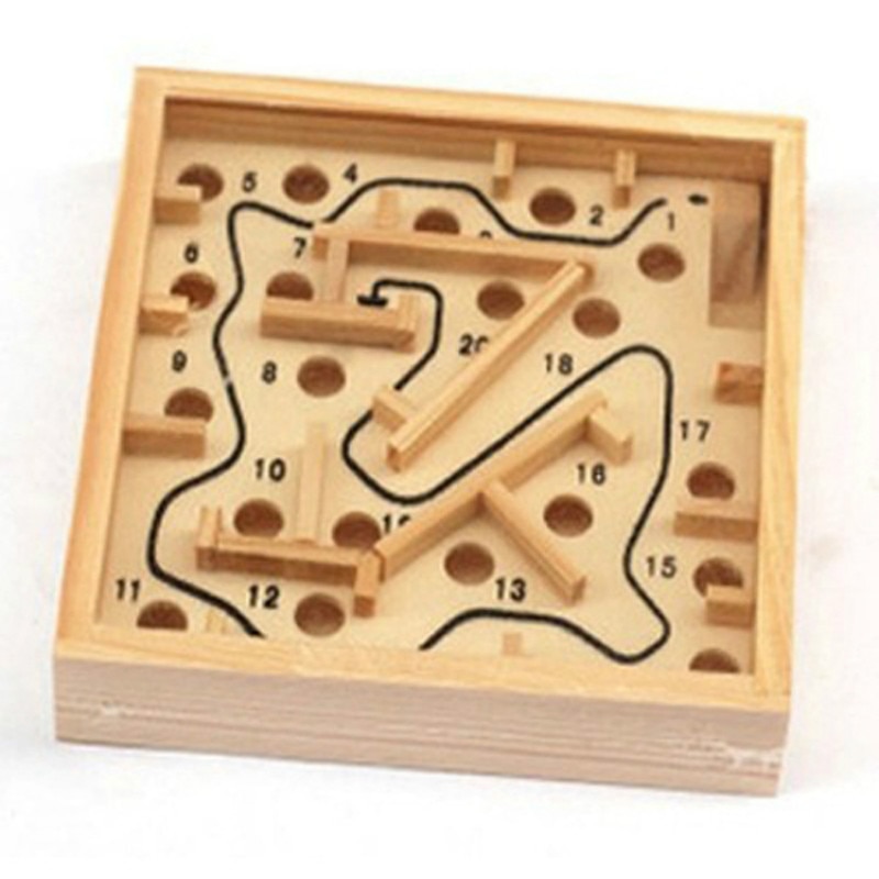 11.5*11.5 cm pædagogisk trælegetøj labyrint spil håndholdt labyrint træ labyrint balance stålkugl labyrint