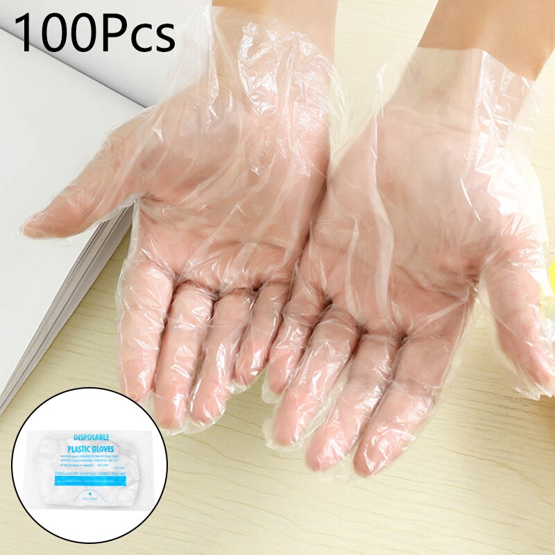 100/50Pcs Transparant Plastic Wegwerp Handschoenen Eenmalige Bbq Handschoenen Voor Huishoudelijke Badkamer Sanitair Handschoenen Voor Koken schoonmaken