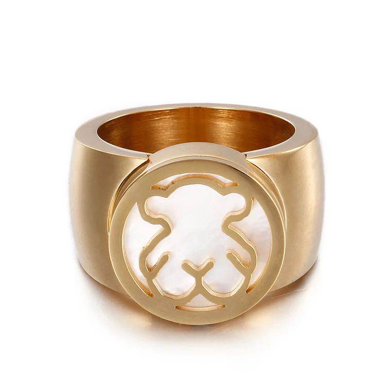 Rvs Hollow Bear Ringen Shell Vorm Vrouwelijke Engagement Sieraden Ringen: 9 / Gold