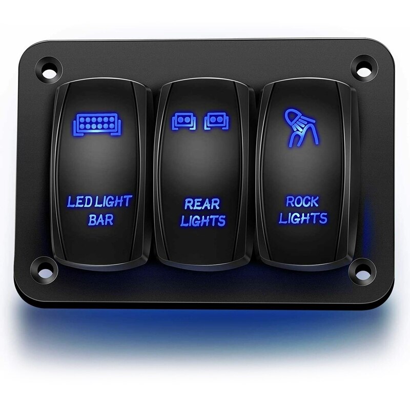 3 Gang Toggle Blauwe Led Light Rocker Switch Panel... – Grandado
