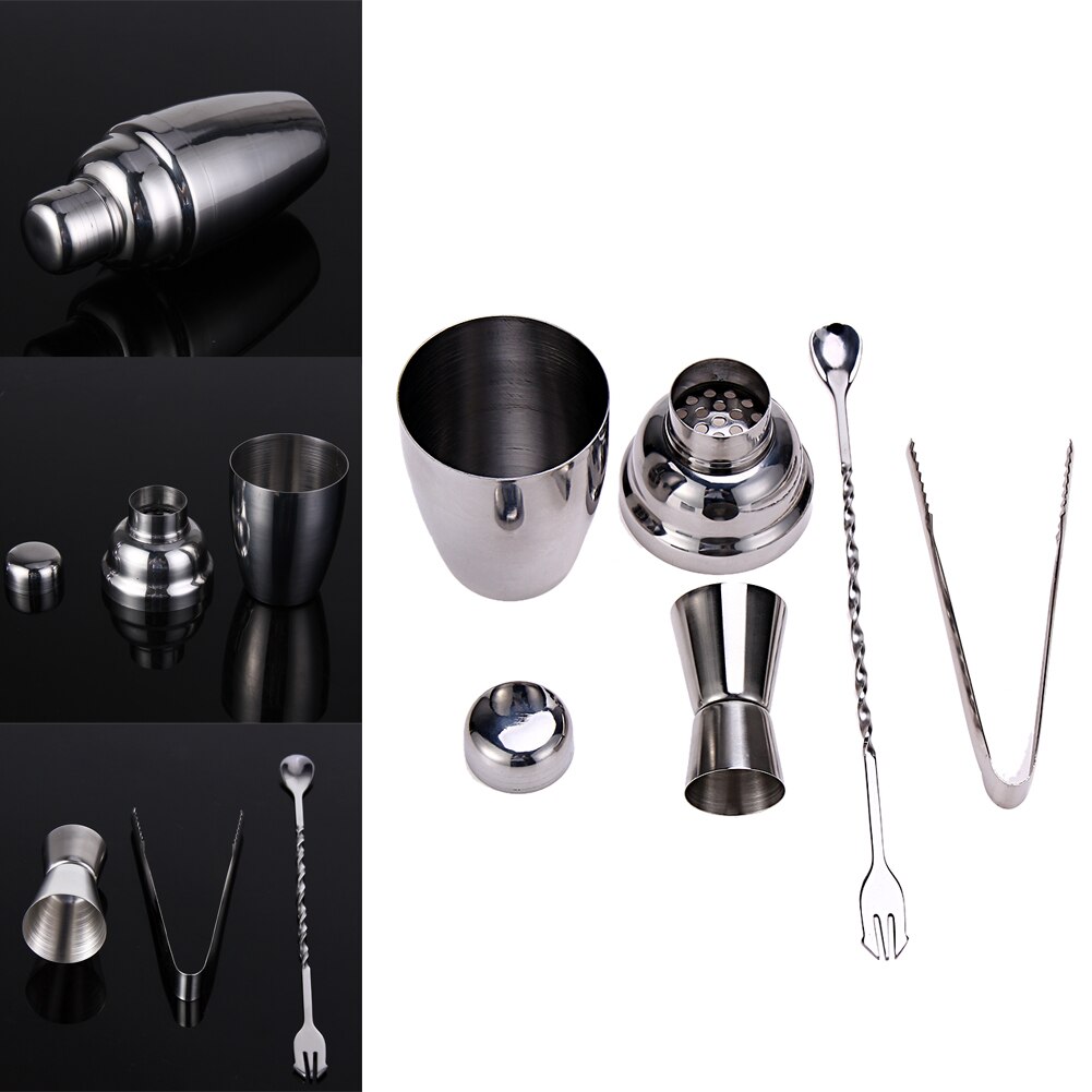 4pcs 250ML Stainless Steel Cocktail Shaker Mixer Wine Martini Boston Shaker Jigger Mixing Kit For Bartender Drink Party Bar Tool