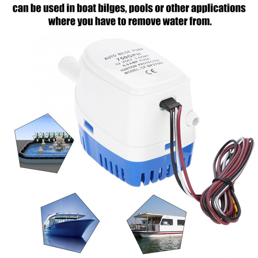 Automatic Bilge Water Pump 12V Boat Submersible Auto Pump With Float Switch Sea Boat Marine Bait Tank Fish