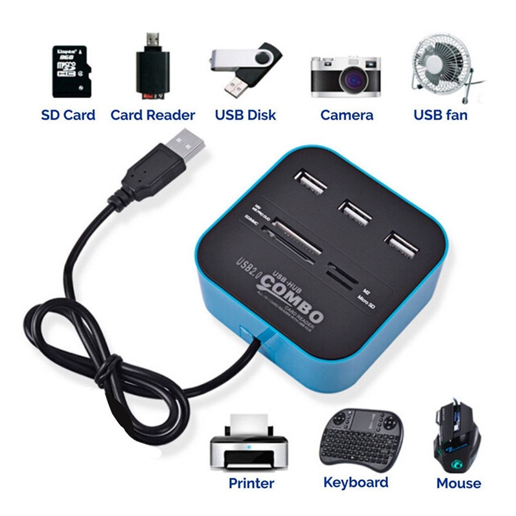 Usb Hub Phone Charging Station High Speed USB 2.0 Hub 3 Ports with Card Reader Mini Hub USB Combo All in One For PC Laptop
