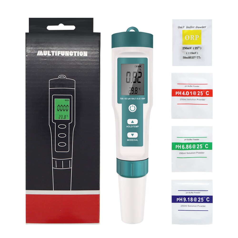 7 in 1 PH TDS EC ORP Salinity S.G TEMP Meter Digital PH Tester C-600 Water Tester for Drinking Water Aquariums PH Meter: Without Backlight