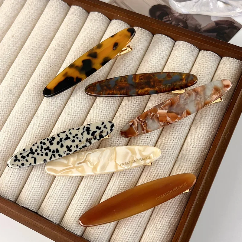 French Hairclips Hair Clip Barrettes Acetate Side Clip Non-slip Headwear Korean Style for Girls Hair Accessories