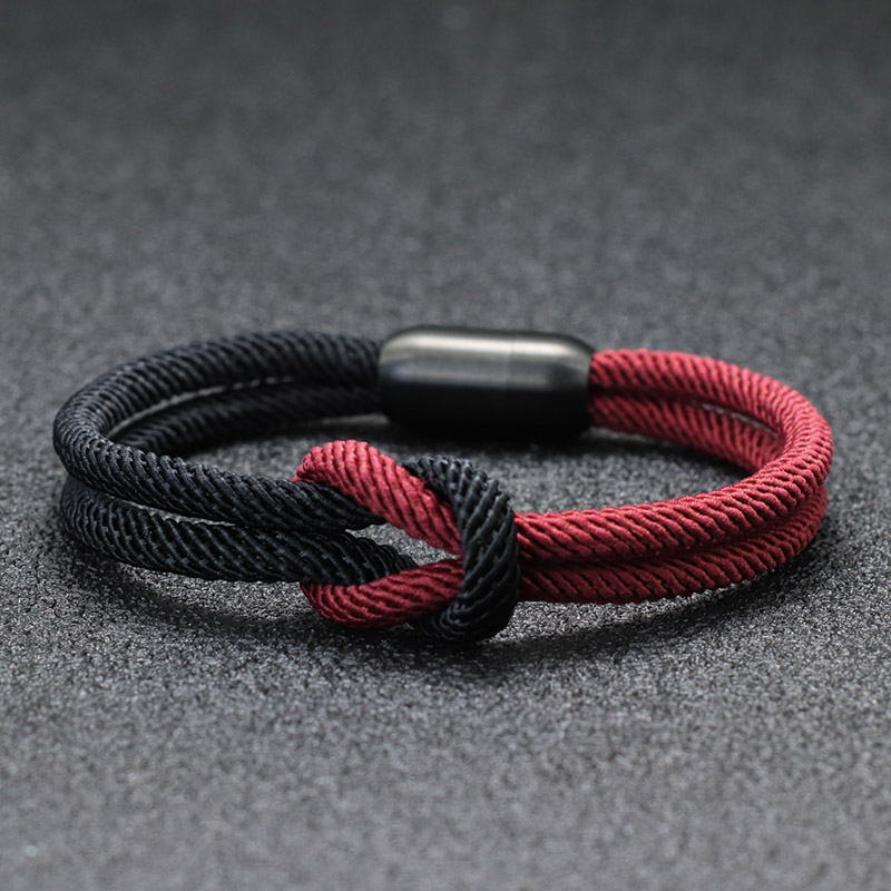 Niet Colorblock Koord Ketting Armband Mannen Roestvrij Staal Magentische Gesp Geel Blauw Braclet Ukraine Symbool Erkek Bileklik: Silver Plated